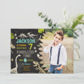 Invitation Dinosaur Party Boy Fossil Dino Dig Anniversaire (Debout devant)