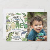Invitation Dinosaur Party Thème Dinosaur 1er anniversaire (Devant)