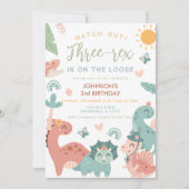 Invitation Dinosaur Pastel 3-rex Boy Dinosaur 3e fête d'anniv (Devant)