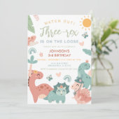 Invitation Dinosaur Pastel 3-rex Boy Dinosaur 3e fête d'anniv (Debout devant)
