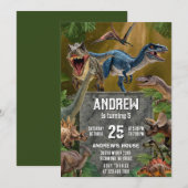 Invitation Dinosaur personnel Dino Boy fête d'anniversaire (Devant / Derrière)