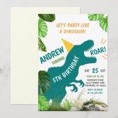 Invitation Dinosaur personnel TRex Anniversaire pour garçon (Devant / Derrière)