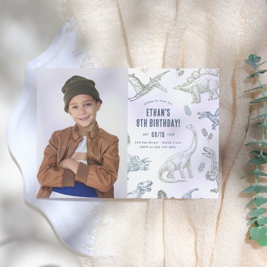 Invitation Dinosaur Photo fête d'anniversaire