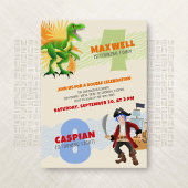 Invitation Dinosaur Pirate Joint Double Anniversaire Invitati