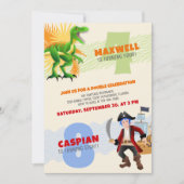 Invitation Dinosaur Pirate Joint Double Anniversaire Invitati (Devant)
