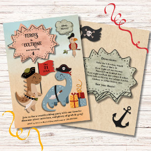 Invitation Dinosaur Pirate Twin Boys fête d'anniversaire Pers