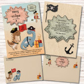 Invitation Dinosaur Pirate Twin Boys fête d'anniversaire Pers