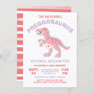 Invitation Dinosaur Preggosaurus Baby shower fille