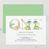 Invitation Dinosaur premier anniversaire (Devant / Derrière)