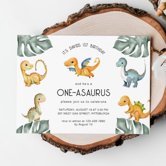 Invitation Dinosaur Premier anniversaire Oneasaurus Party