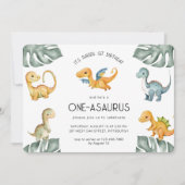 Invitation Dinosaur Premier anniversaire Oneasaurus Party (Devant)