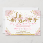 Invitation Dinosaur Princess Ballerina Rose Floral Anniversai (Devant)