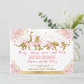Invitation Dinosaur Princess Ballerina Rose Floral Anniversai (Debout devant)