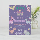 Invitation Dinosaur Princess Party 4e anniversaire (Debout devant)