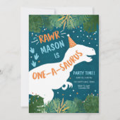 Invitation Dinosaur RAWR 1er Anniversaire (Devant)