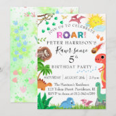 Invitation Dinosaur Rawr un anniversaire (Devant / Derrière)