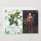 Invitation Dinosaur Roar 5e anniversaire de la fête Photo (Devant)
