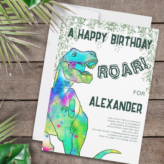 Invitation Dinosaur Roar 5e fête d'anniversaire