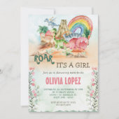 Invitation Dinosaur Roar Baby shower Fête Fille (Devant)