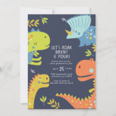 Invitation Dinosaur Roar Boys Anniversaire Bleu (Devant)