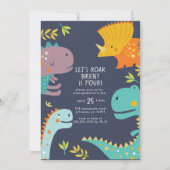 Invitation Dinosaur Roar Boys Anniversaire orange (Devant)