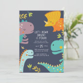 Invitation Dinosaur Roar Boys Anniversaire orange (Debout devant)