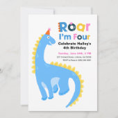 Invitation Dinosaur Roar Dans Enfants 4e anniversaire Invitat (Devant)
