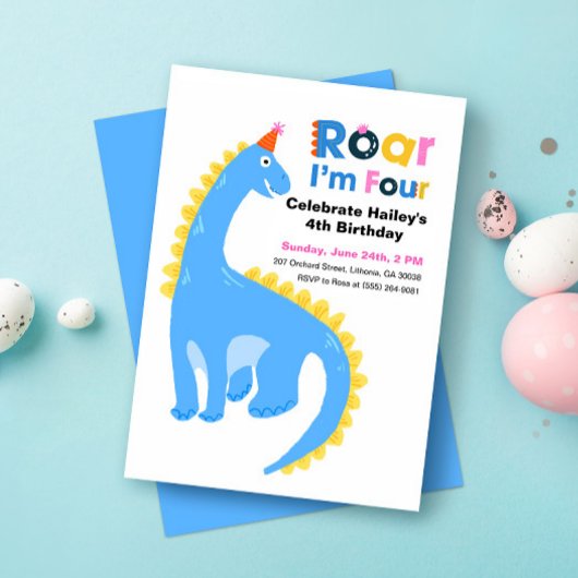 Invitation Dinosaur Roar Dans Enfants 4e anniversaire Invitat