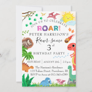 Invitation Dinosaur Roar Jurassic Boy Anniversaire