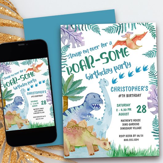 Invitation Dinosaur Roar-Quelques Fêtes d'Anniversaire Garçon