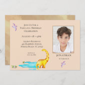 Invitation Dinosaur Roar Thème Jungle Anniversaire (Devant / Derrière)