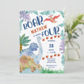 Invitation Dinosaur Roar .. tourne quatre garçons 4e annivers (Debout devant)