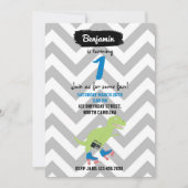 Invitation Dinosaur Roller Skating Radio Holding Anniversaire (Devant)