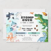 Invitation Dinosaur & Shark Under the Sea Sibling Birthday (Devant)