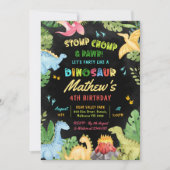 Invitation Dinosaur Stomp Chomp Et Rawr T-Rex fête d'annivers (Devant)