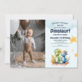 Invitation Dinosaur Stomp Chomp Rawr 1er anniversaire de fête (Devant)