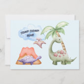 Invitation Dinosaur Stomp Chomp Rawr 1er anniversaire de fête (Dos)