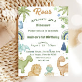 Invitation Dinosaur Stomp Chomp Rawr 1er anniversaire de fête