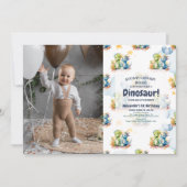 Invitation Dinosaur Stomp Chomp Rawr 1er anniversaire de fête (Devant)