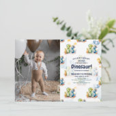 Invitation Dinosaur Stomp Chomp Rawr 1er anniversaire de fête (Debout devant)