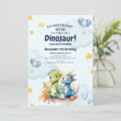 Invitation Dinosaur Stomp Chomp Rawr 1er anniversaire de fête (Debout devant)