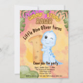 Invitation Dinosaur Stomp Chomp Rawr 1ère fête d'anniversaire (Devant)