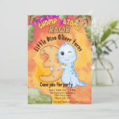 Invitation Dinosaur Stomp Chomp Rawr 3e anniversaire fête (Debout devant)