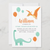 Invitation Dinosaur Stomp Chomp Rawr Birthday Party Boy (Devant)