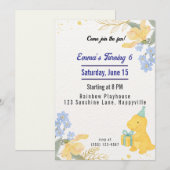 Invitation Dinosaur Stomp Chomp Rawr Fille fête d'anniversair (Devant / Derrière)