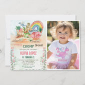 Invitation Dinosaur Stomp Chomp Roar 2e fête d'anniversaire P (Devant)