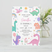 Invitation Dinosaur Stomp Chomp Roar Birthday Party  (Debout devant)