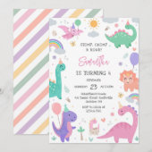 Invitation Dinosaur Stomp Chomp Roar Birthday Party  (Devant / Derrière)