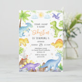 Invitation Dinosaur Stomp Chomp Roar Birthday Party  (Debout devant)