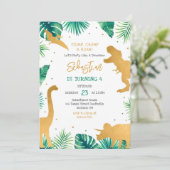 Invitation Dinosaur Stomp Chomp Roar Birthday Party (Debout devant)